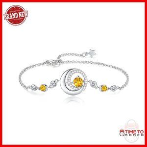 925 Sterling Silver Moon Star Bracelet Adjustable Chain Fine Jewelry Gift